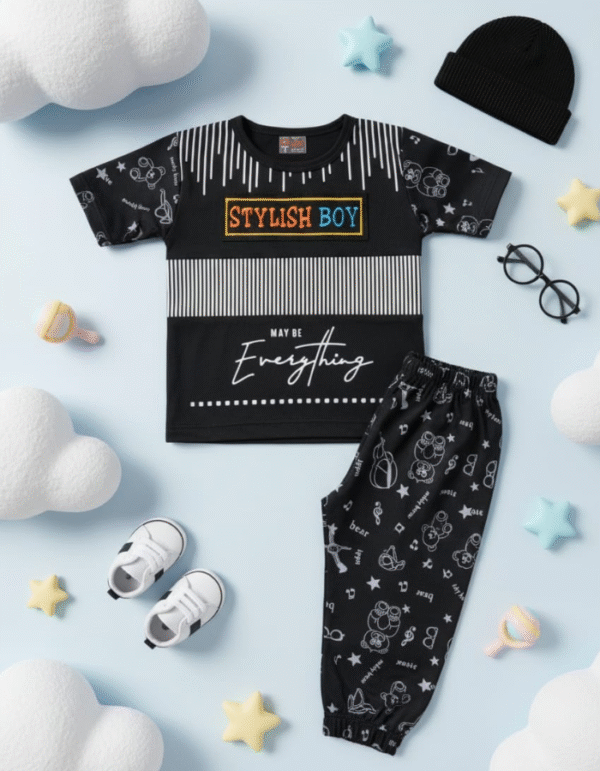 Little Gent Black Stylish Pant & Shirt Set