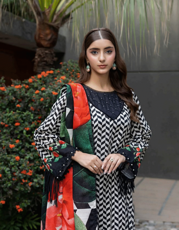 SALINA - Tribal Stripe Khaddar Unstitched 3-Piece Suit