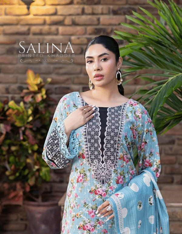 SALINA - Porcelain Bloom Khaddar Unstitched 3-Piece Suit